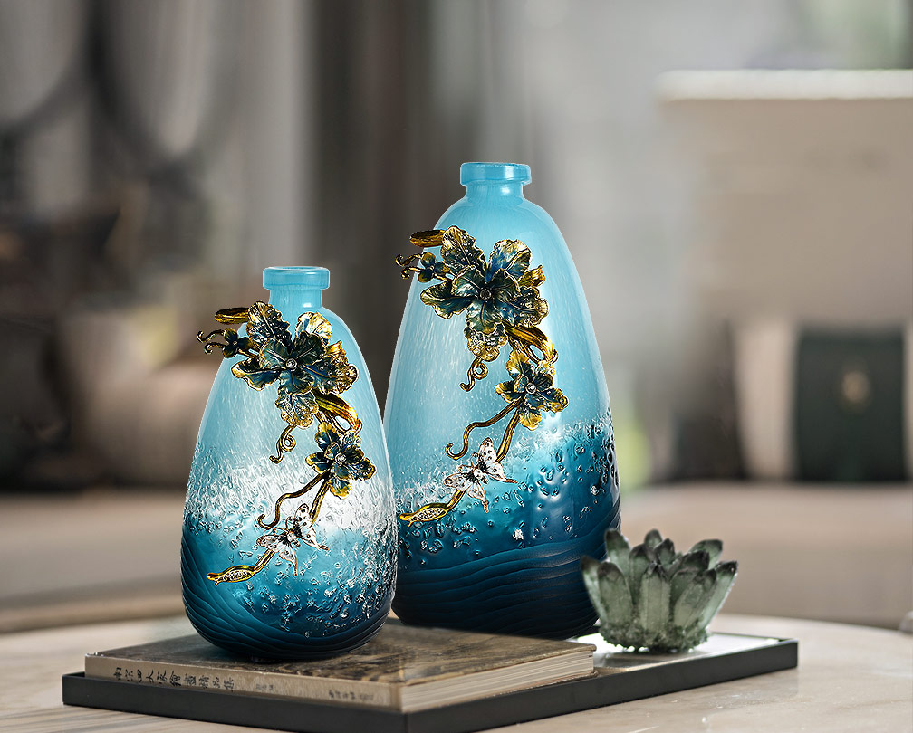 Emaille kleur creatieve blauwe vaas